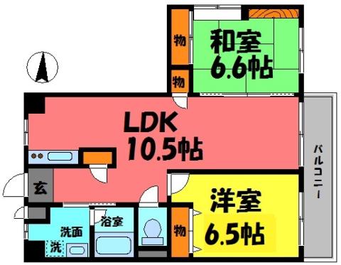松園ハイツ(2LDK/3階)の間取り写真