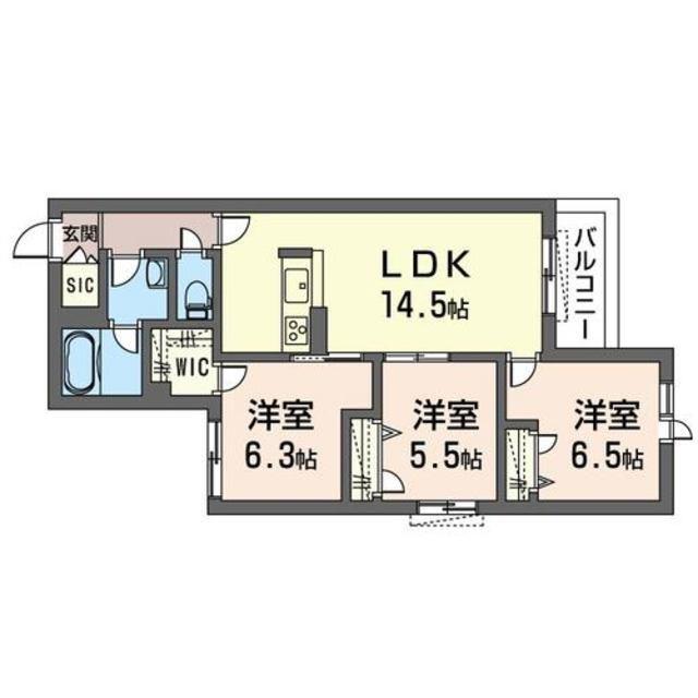 RYUCIEL中央林間(3LDK/1階)の間取り写真