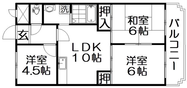 香里園シャンツェ(3DK/5階)の間取り写真