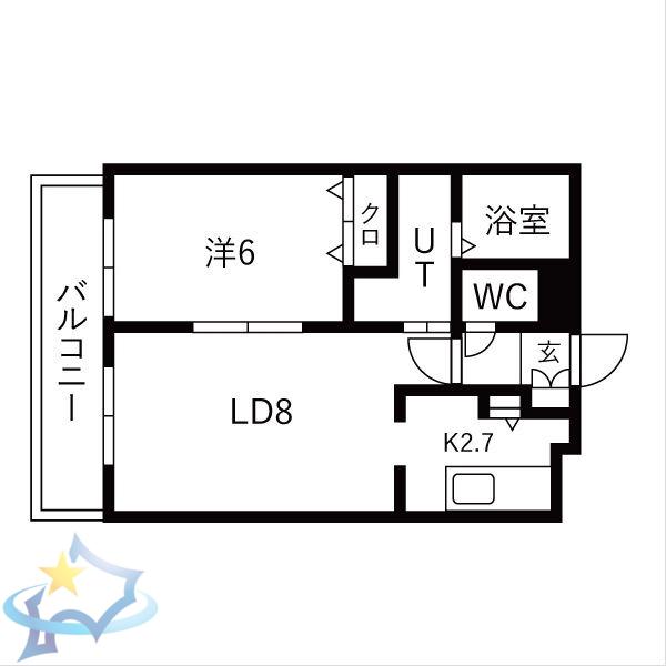 札幌市電 西線６条駅 徒歩2分 5階建 築12年(1LDK/5階)の間取り写真