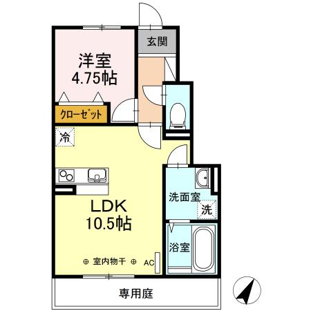 ラカーサ ノン(1LDK/1階)の間取り写真