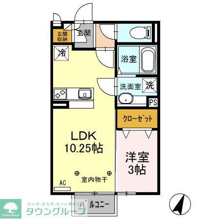 ルミエールF(1LDK/2階)の間取り写真