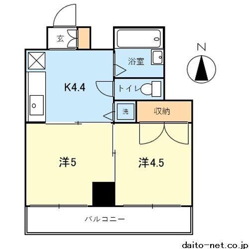 クレスト明星(2K/8階)の間取り写真