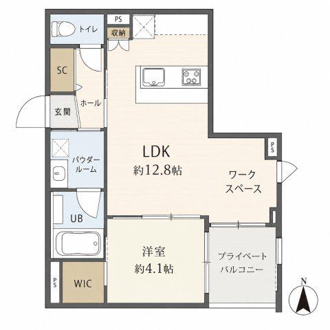 LISTA塚口(1LDK/1階)の間取り写真