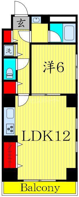 富士ビル(1LDK/5階)の間取り写真