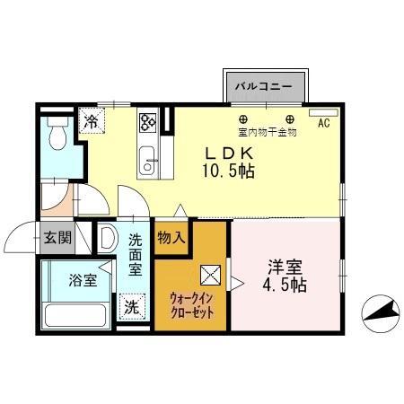 FONTANA(1LDK/1階)の間取り写真