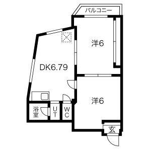 パールハイツくれない(2DK/4階)の間取り写真