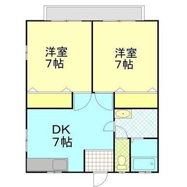 蟻水ハイム(2DK/2階)の間取り写真
