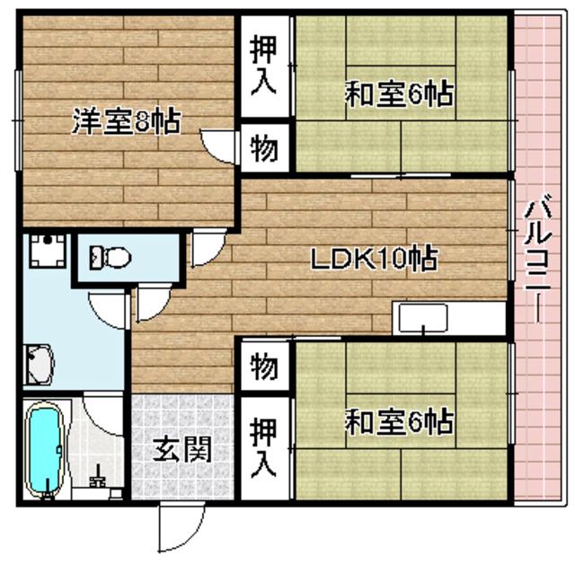 メゾンティック(3DK/1階)の間取り写真
