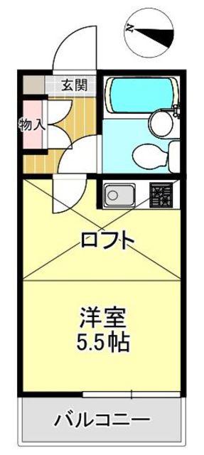 スカイピア高砂2B(ワンルーム/2階)の間取り写真