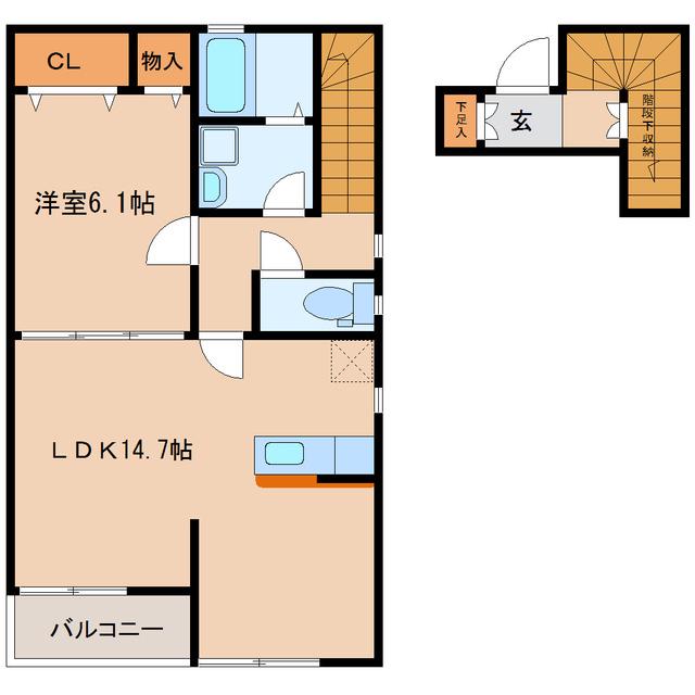 アミューズSD(1LDK/2階)の間取り写真