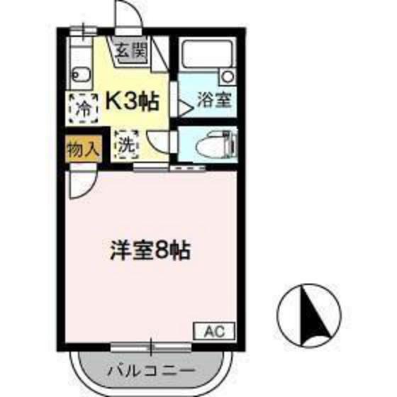 ヤングユーカリA(1K/2階)の間取り写真