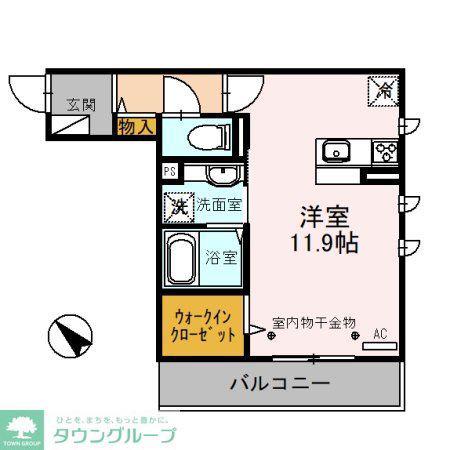 プラシード(ワンルーム/2階)の間取り写真