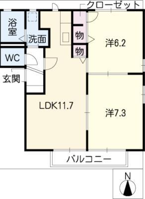 サンシャインタウン A棟(2LDK/1階)の間取り写真