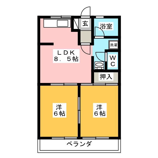 メゾンUセブンスター E(2DK/1階)の間取り写真