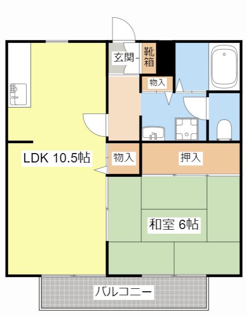 Kフルール(1LDK/2階)の間取り写真
