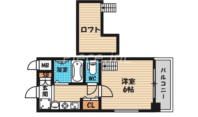 エステムコート梅田茶屋町デュアルスペース(1K/9階)の間取り写真