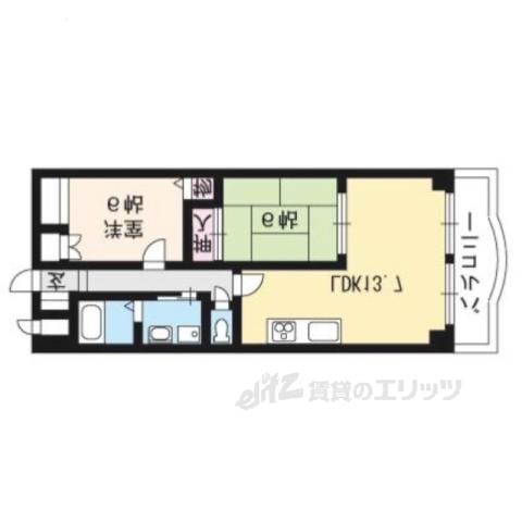 デルニエ向日町(2LDK/6階)の間取り写真