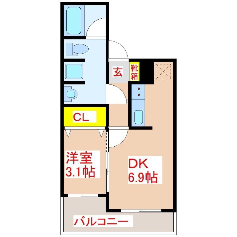 COURTFERIA(1DK/12階)の間取り写真
