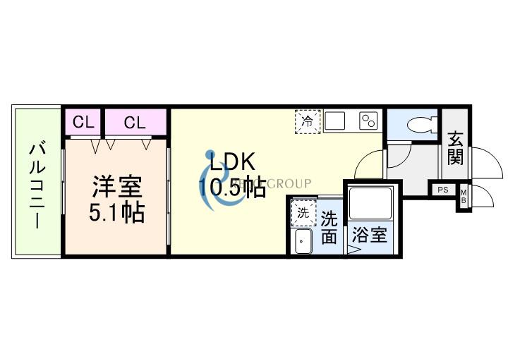 CHARME PARKSIDE II(1LDK/1階)の間取り写真