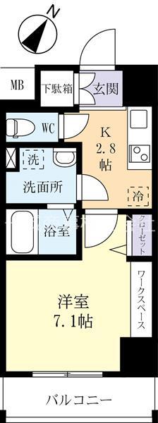 グラーヴェ三の丸(1K/2階)の間取り写真