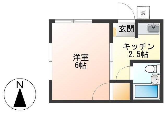 ハイツ白州(1K/2階)の間取り写真