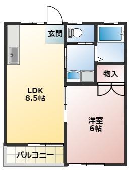 MP館 蒼い月(1LDK/2階)の間取り写真