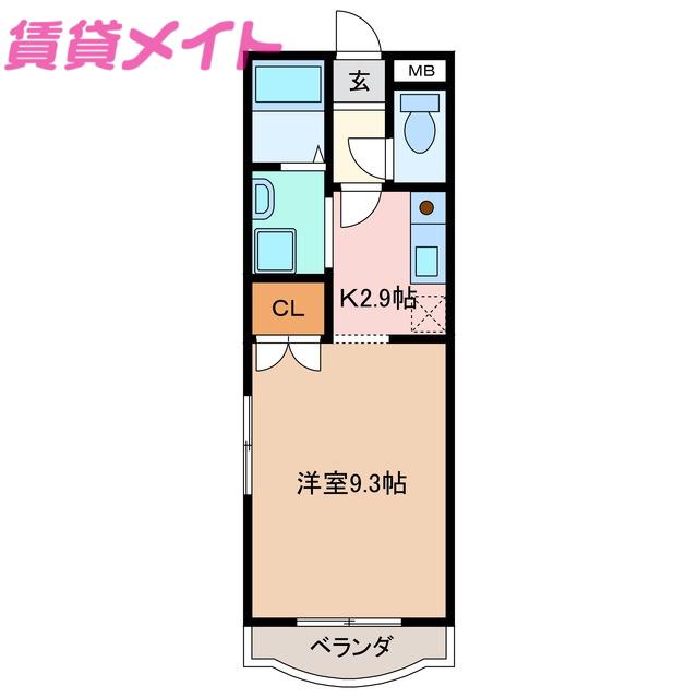 ユーミークレセール(1K/3階)の間取り写真