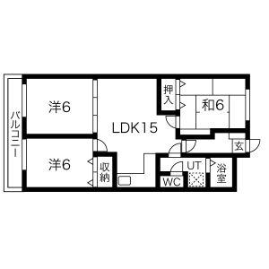 ノーブル北安東(3LDK/2階)の間取り写真