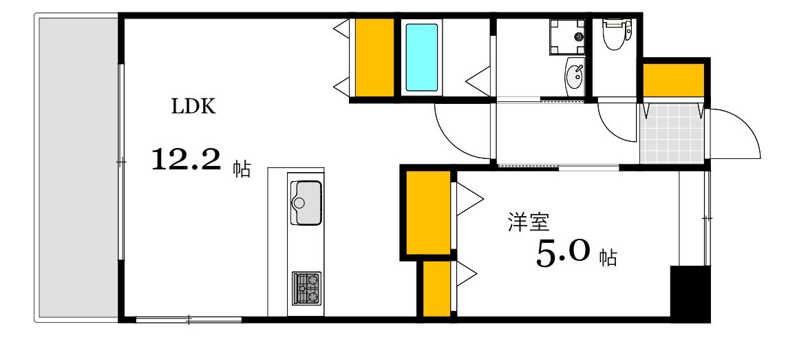 ヴェルマーレ中広II(1LDK/3階)の間取り写真