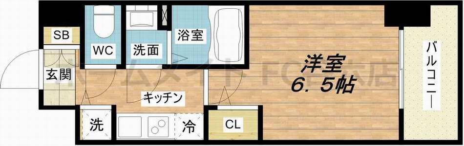 アドバンス大阪バレンシア(1K/9階)の間取り写真