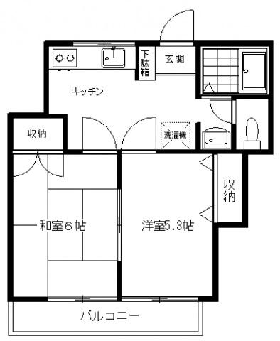 プレジール・ナカネ(2K/2階)の間取り写真
