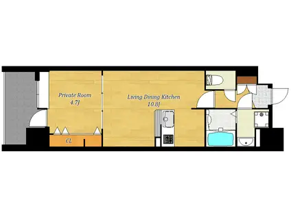 メトロ横川(1LDK/10階)の間取り写真