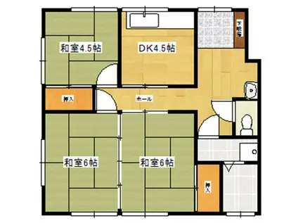 岡村アパートIII(3DK/2階)の間取り写真