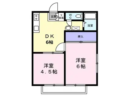ブオナスタンザ高根公団I(2DK/2階)の間取り写真
