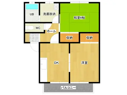 メゾニティーふじおかB(2DK/2階)の間取り写真