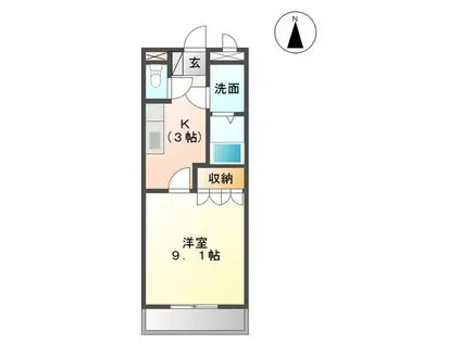 アスレC(1K/1階)の間取り写真