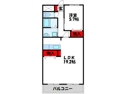 ＪＲ鹿児島本線 遠賀川駅 徒歩44分 2階建 築11年(1LDK/2階)の間取り写真