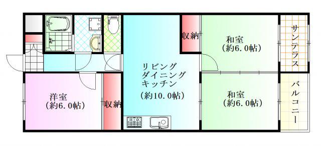セントラルハイツ中山(3LDK/4階)の間取り写真