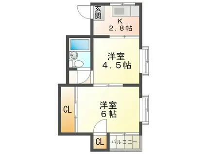 長島ビル2(2K/3階)の間取り写真