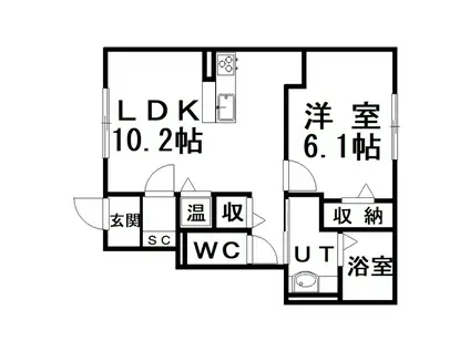 D-ROOMリバーサイド(1LDK/1階)の間取り写真
