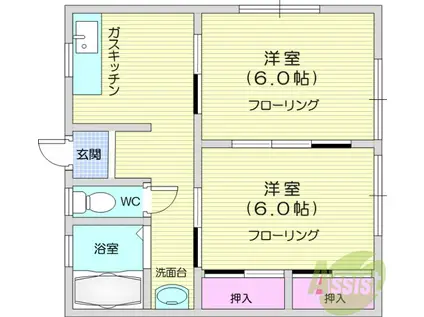 堤荘2(2K/2階)の間取り写真