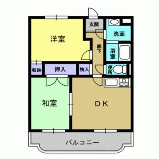 シャンティ(2DK/1階)の間取り写真