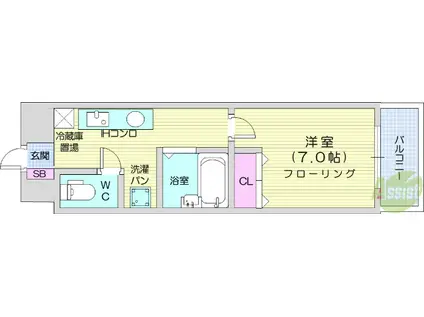 サンヴァーリオ新田駅前Ⅴ(1K/2階)の間取り写真