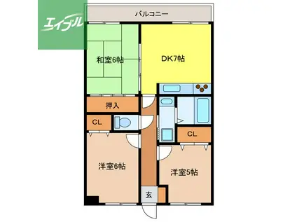 リバ-山王(3DK/2階)の間取り写真