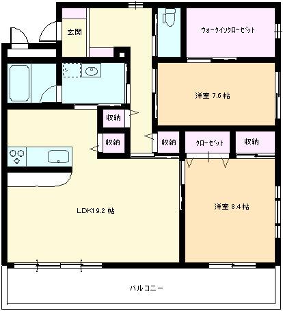 カプリス壱番館(2LDK/2階)の間取り写真