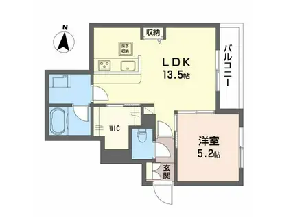 シリウス(1LDK/1階)の間取り写真