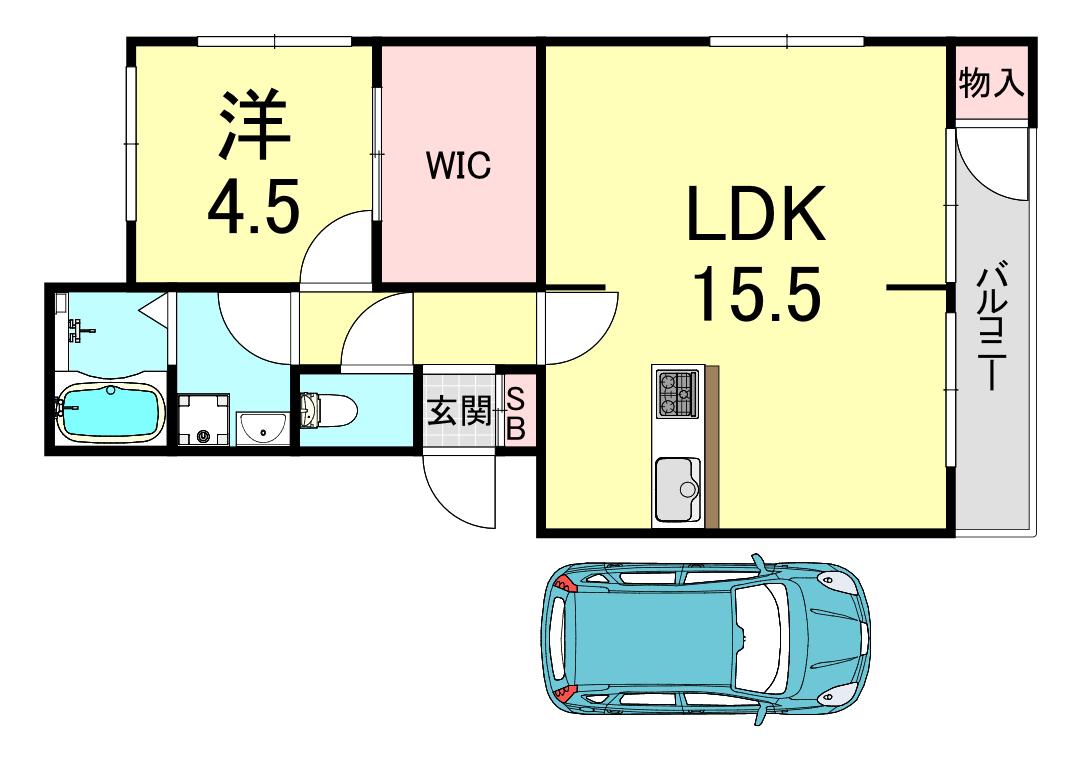 ときわ塩屋レクラン(1LDK/2階)の間取り写真