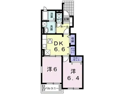 プラザサンライズC棟(2DK/1階)の間取り写真