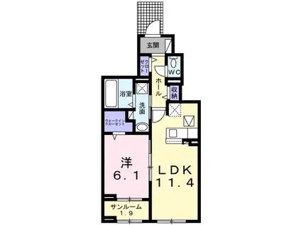ステラ2ーMY(1LDK/1階)の間取り写真